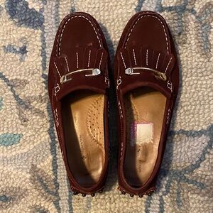 Mercanti Fiorentini Burgundy Loafers with Gold Accent